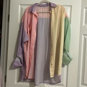 Color block hazel boutique button down